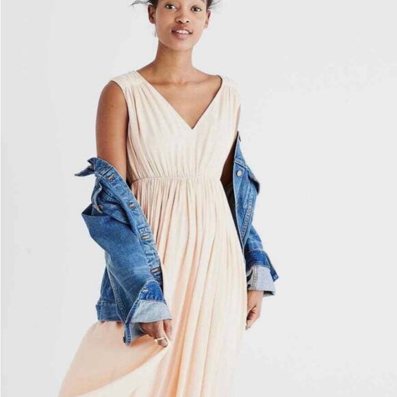 Madewell Peach Pink Magnolia Tie Back Maxi Dress Size XXS - Picture 5 of 8